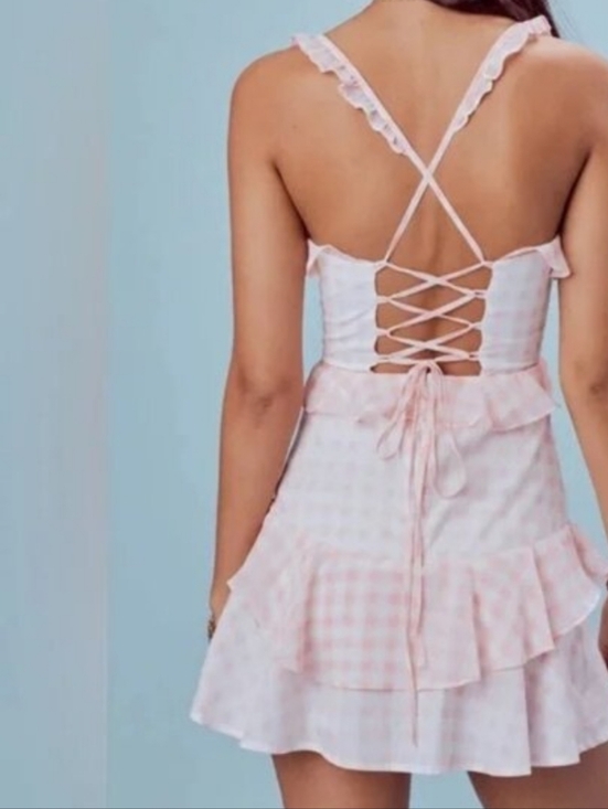 For Love And Lemons Dresses & Skirts - For Love And Lemons Victorias Secret Pink + White Gingham Dixie Tie Back Dress